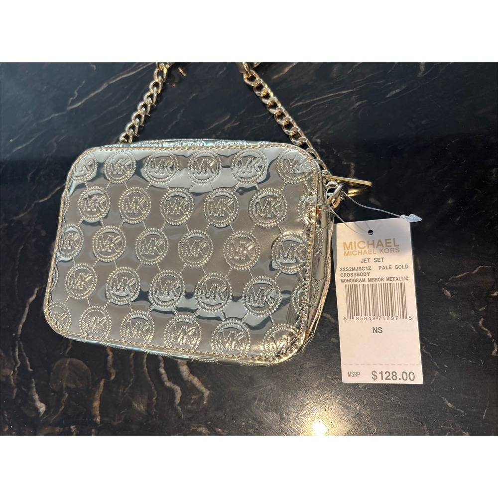 Michael Kors Jet Set Small Crossbody Shoulder Bag Pale Gold Chain - Picture 7 of 12